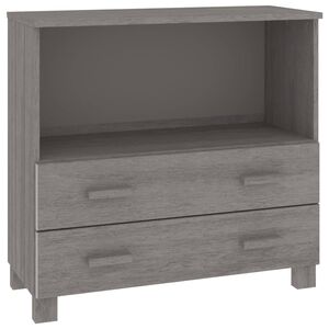 vidaXL Сайдборд HAMAR, светлосив, 85x35x80 см, борово дърво масив