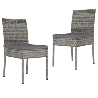 vidaXL Градински трапезни столове, 2 бр, полиратан, сиви