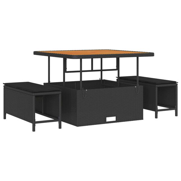 vidaXL Градински Софа Комплект 11 pcs Черно 100 x 100 x 71 cm