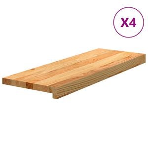 vidaXL Стълбищни стъпала, 4 бр, светлокафяви, 70x25x2 см, дъб масив