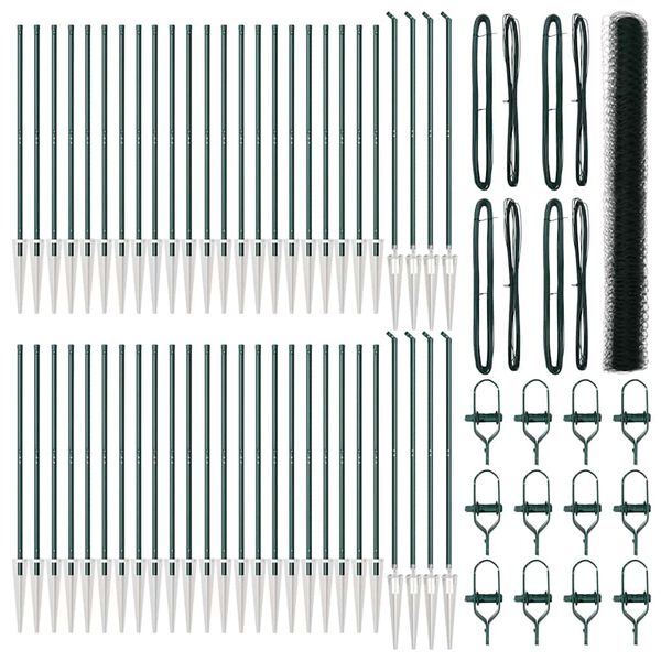 vidaXL Стълб за ограда. Зелен 100 x 1,5 м (50 мм мрежа) Стомана и PVC