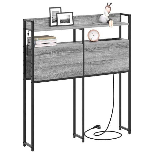 vidaXL Табла за съхранение с рафт Сив сонома 100 cm Инженерно дърво