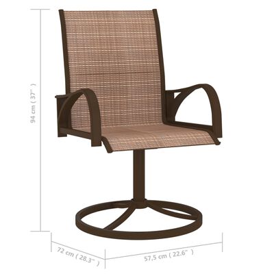 vidaXL Градински въртящи се столове, 2 бр, textilene и стомана, кафяви