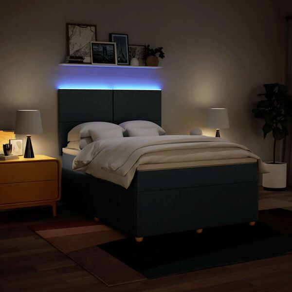 vidaXL Боксспринг легло с матрак, синьо, 140x200 см, плат