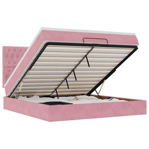 vidaXL Османска легло с матраци и LED, розово, 160x200 см, кадифе