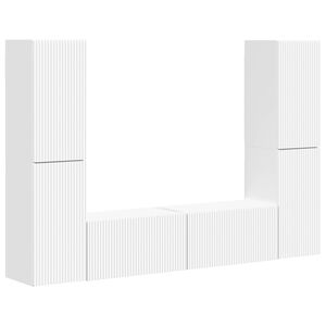 vidaXL Комплект ТВ шкаф 6 pcs Бяло Инженерно дърво