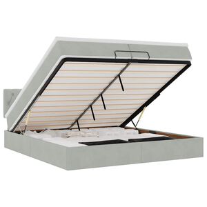 vidaXL Османска легло с матраци и LED, светлосиво, 200x200 см, кадифе