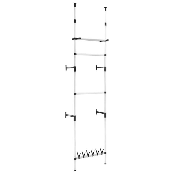 vidaXL Телескопична система за гардероб с лостове и рафт, алуминий