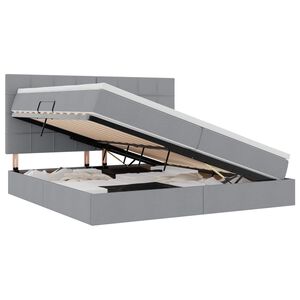 vidaXL Легло с място за съхранение и матрак Светлосиво 200 x 200 cm