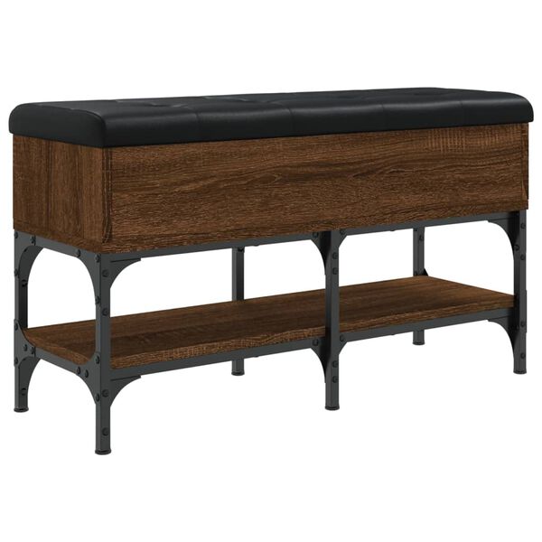 vidaXL Пейка за обувки, кафяв дъб, 82x32x45 см, инженерно дърво