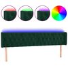 vidaXL LED горна табла за легло, тъмнозелена, 183x16x78/88 см, кадифе