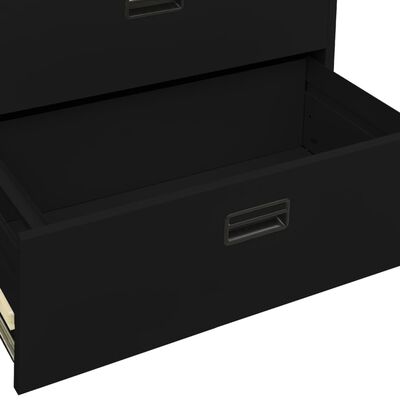 vidaXL Шкаф за папки, черен, 90x46x146 cм, стомана