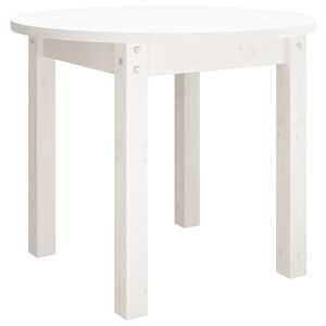 vidaXL Кафе маса, бяла, &Oslash; 55x45 см, борово дърво масив