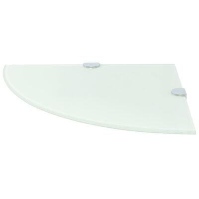 vidaXL Ъглов рафт от бяло стъкло с държачи в цвят хром, 35x35 см