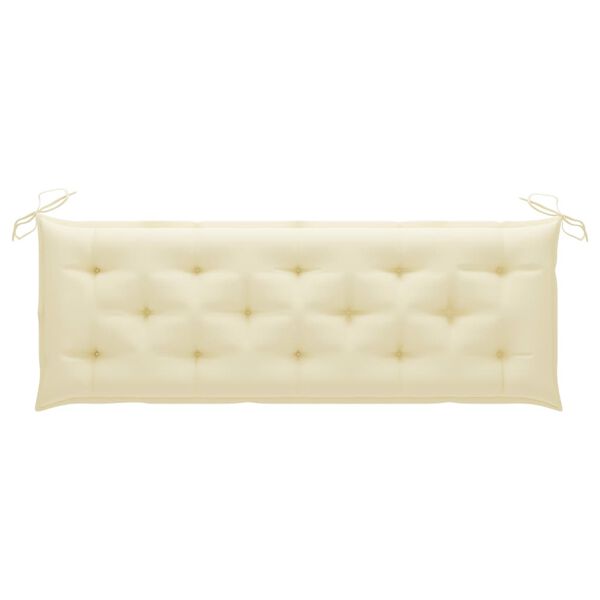 vidaXL Пейка Батавия с кремавобяла възглавница, 150 см, тик масив