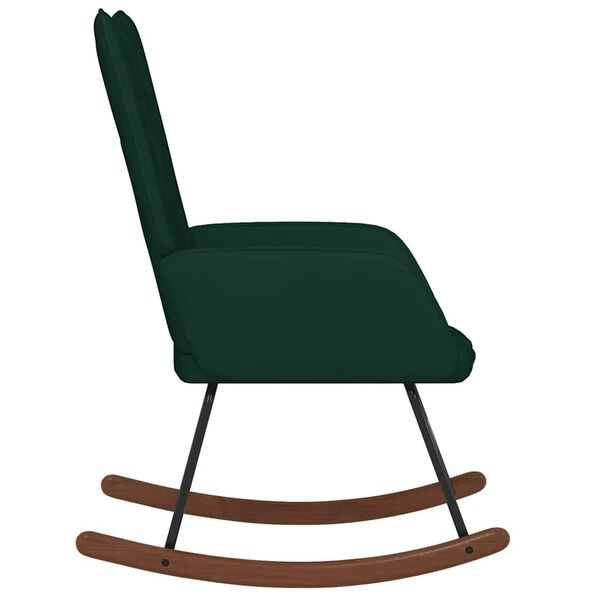 vidaXL Люлеещ стол, тъмнозелен, кадифе