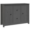 vidaXL Сайдборд, сив, 100x35x74 см, бор масив