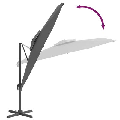vidaXL Конзолен чадър с двоен покрив, антрацит, 400x300 см