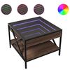 vidaXL Маса за кафе с Infinity LED, кафяв дъб, 50x50x38 см