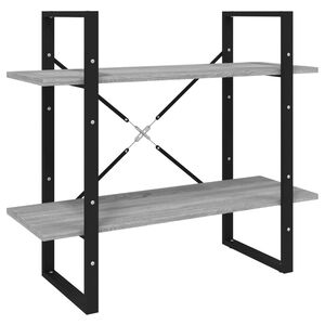 vidaXL Библиотека на 2 нива, сив сонома, 80x30x70 см, инженерно дърво
