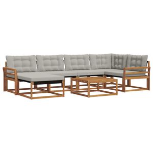 vidaXL Комплект дивани за открито 7 pcs Естествено и светло сиво
