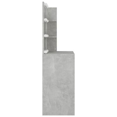 vidaXL Тоалетка с LED, бетонно сива, 74,5x40x141 см