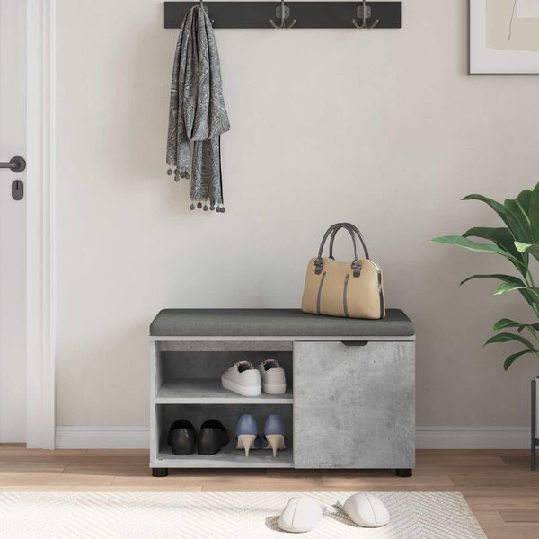 vidaXL Пейка за коридор с възглавница Бетонно Сиво 80 x 38 x 46 см