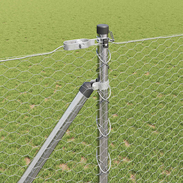 vidaXL Стълб за ограда. Сребрист 100 x 1,4 м (25 мм мрежа) Стомана