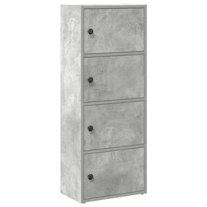 vidaXL Библиотека, бетонно сива, 40x24x102 см, инженерно дърво