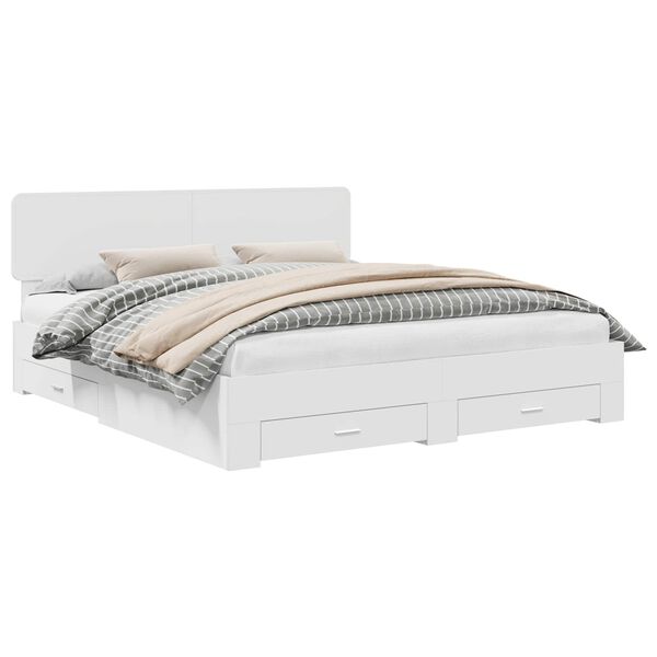 vidaXL Рамка за легло с таблото Бяло 200 x 200 cm Инженерно дърво