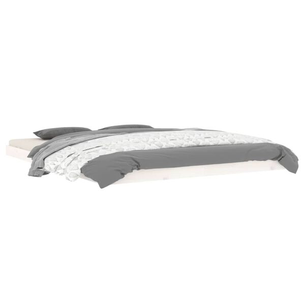 vidaXL Рамка за легло, бяла, 160х200 см, бор масив