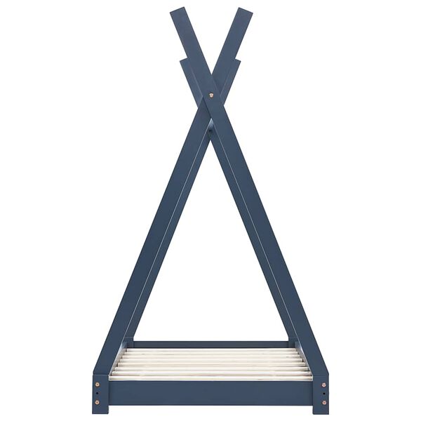 vidaXL Рамка за детско легло, сива, бор масив, 80x160 см