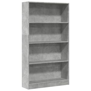 vidaXL Библиотека, бетонно сива, 80x24x143 см, инженерно дърво
