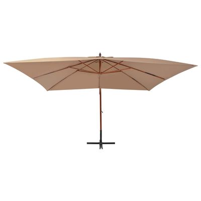 vidaXL Градински чадър чупещо рамо и дървен прът 400x300 см таупе