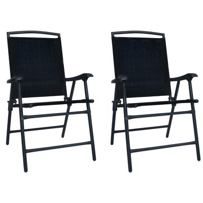 vidaXL Сгъваеми градински столове, 2 бр, textilene, черни