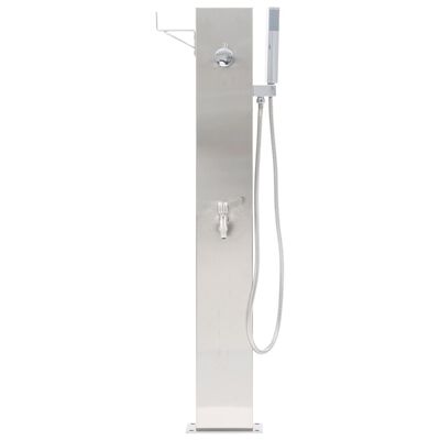 vidaXL Градински душ с кран, 110 см, неръждаема стомана