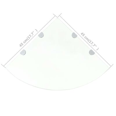vidaXL Ъглов рафт от стъкло с хромирани държачи, 45x45 см