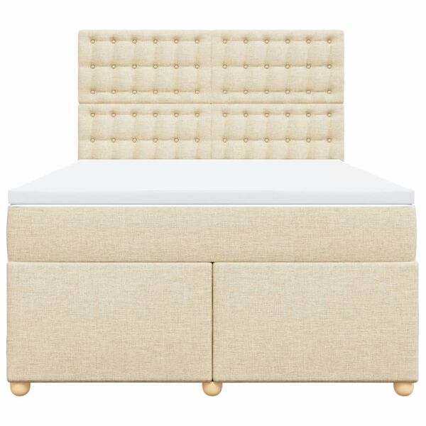 vidaXL Боксспринг легло с матрак, кремава, 140x200 см, плат