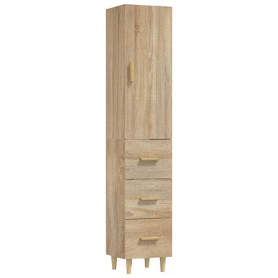 vidaXL Висок шкаф, сонома дъб, 34,5x34x180 см, инженерно дърво