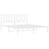 vidaXL Метална рамка за легло с горна табла, бяла, 160x200 см