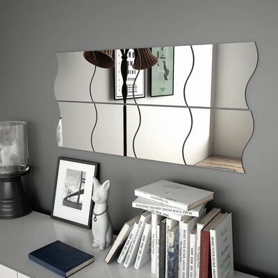 vidaXL Стенни огледала, 8 бр, 20x20 см, вълнообразни