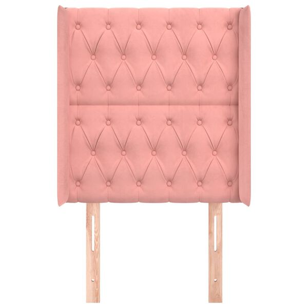 vidaXL Горна табла за легло с уши, розова, 83x16x118/128 см, кадифе