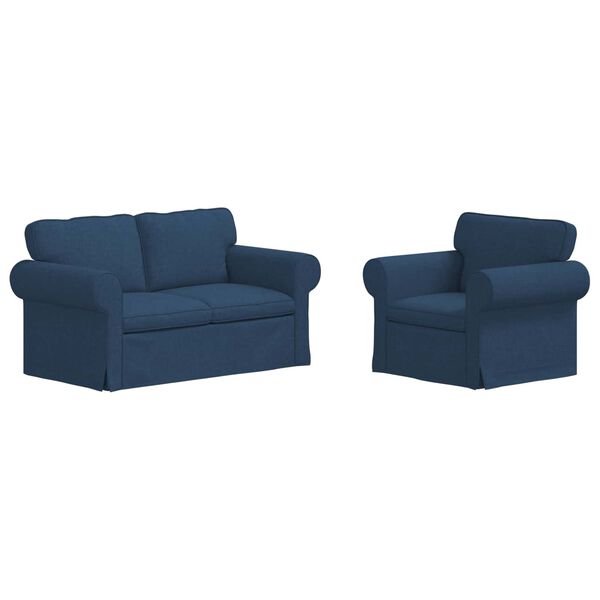 vidaXL Комплект дивани 2 pcs Синьо 155 x 82 x 80 см текстил