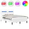 vidaXL Рамка за легло с LED ленти Бяло 120 x 190 cm Изкуствена