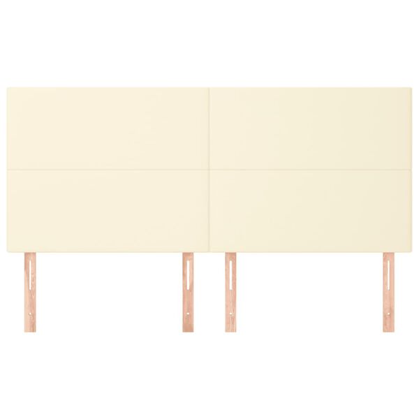vidaXL Табла за легло, кремава, 160x5x118/128 см, изкуствена кожа