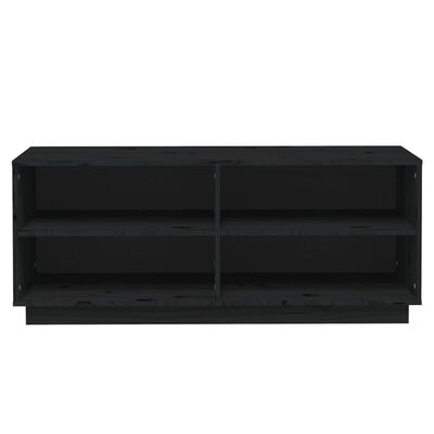 vidaXL Шкаф за обувки, черен, 110x34x45 см, бор масив