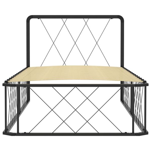 vidaXL Рамка за легло, черна, метал, 90x200 см