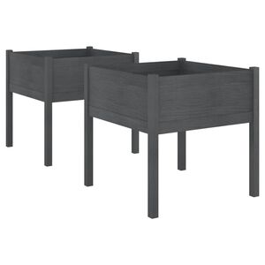 vidaXL Градински сандъци, 2 бр, сиви, 70x70x70 см, бор масив