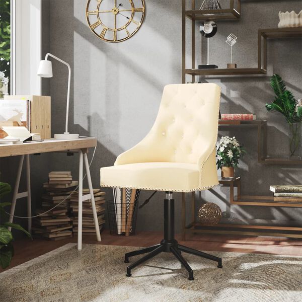 vidaXL Въртящ се офис стол, кремав, кадифе