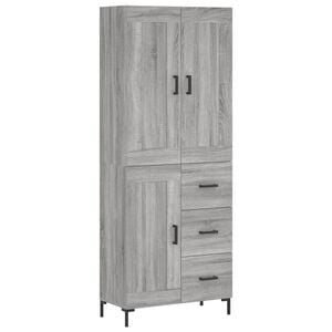 vidaXL Висок шкаф, сив сонома, 69,5x34x180 см, инженерно дърво